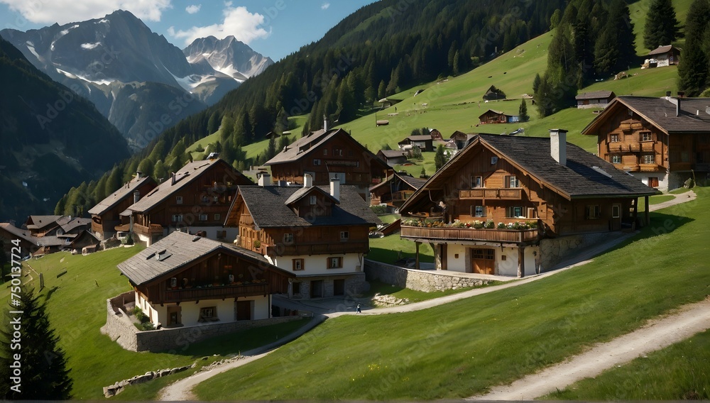 Alpine village in 4k, Hdr, micro details