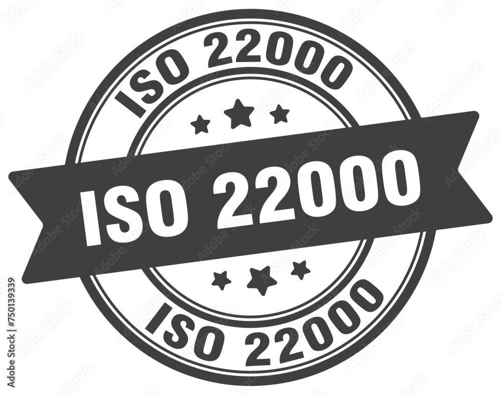 iso 22000 stamp. iso 22000 label on transparent background. round sign