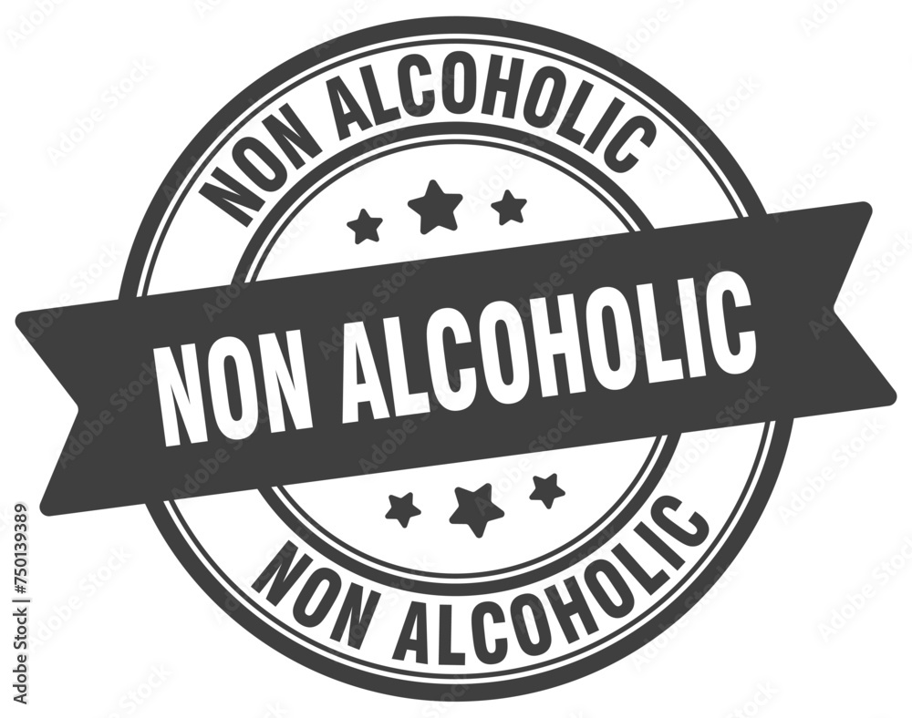 non alcoholic stamp. non alcoholic label on transparent background. round sign