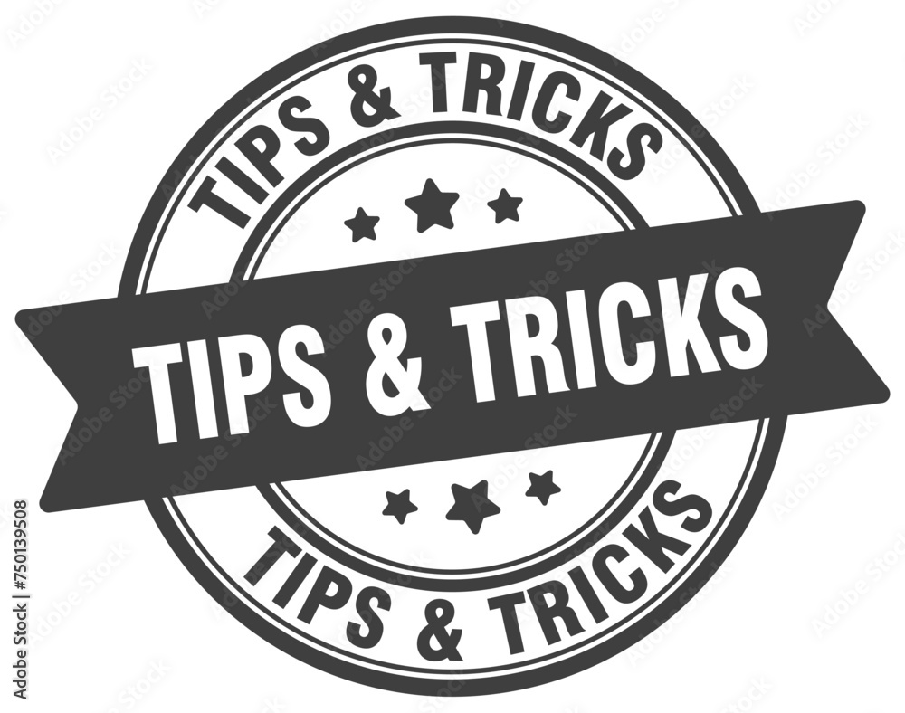 tips & tricks stamp. tips & tricks label on transparent background. round sign