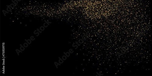 Wallpaper Mural Gold dust. Confetti with gold glitter on a black background. Shiny scattered sand particles. Decorative elements. Luxury background for your design, cards, invitations. Vector Torontodigital.ca