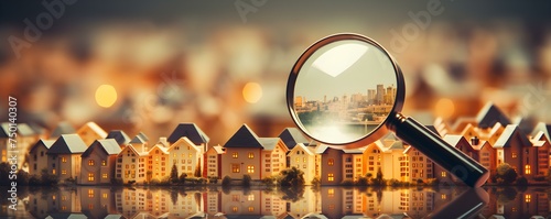Navigating the housing market: zooming in on residential properties. Concept Housing Market, Residential Properties, Real Estate, Buying a Home