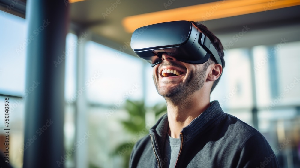 Immersive Virtual Reality Experience: People Wearing VR Goggles Immersive Virtual Reality Experience: People Wearing VR Goggles