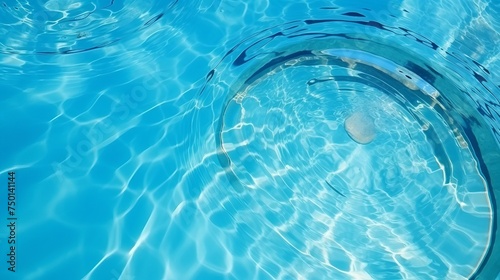 Top-down close-up captures blue water rings and circular reflections in a pool.