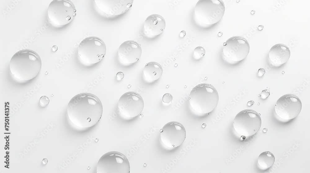 Top-down view showcases water droplets on a white background