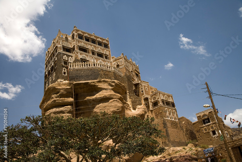 Yemen Imam Palace dar alhajar view of the city on a sunny winter day photo