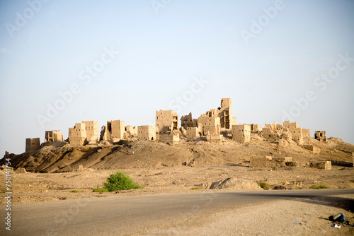 Yemen Anhar city ruins on a sunny winter day