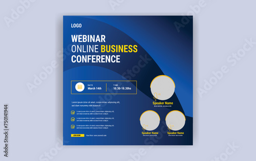 live webinar banner invitation and Marketing Strategies social media post template. corporate Business webinar invitation design