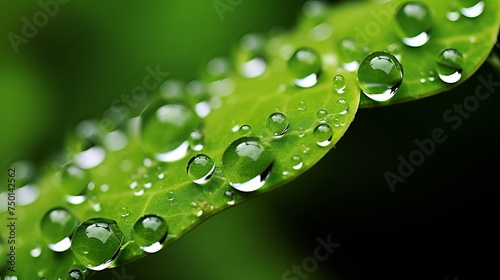 Water droplets adorn a furled plant in a detailed macro shot.