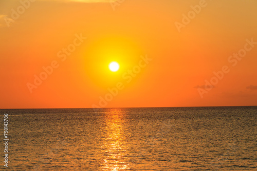 View of the Indian ocean at sunset in Zanzibar, Tanzania © olyasolodenko