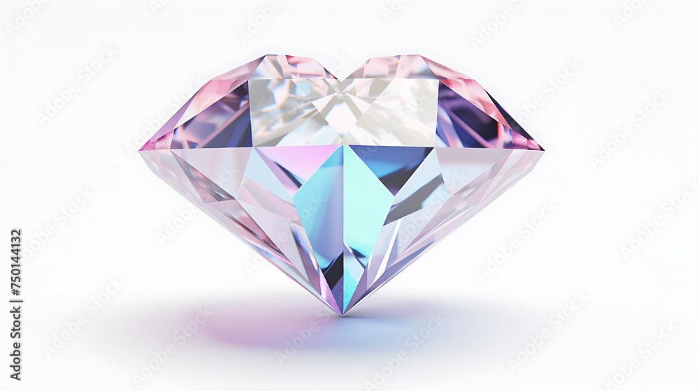 Sparkling Heart-Shaped Diamond Isolated on White Backdrop Sparkling Heart-Shaped Diamond Isolated on White Backdrop