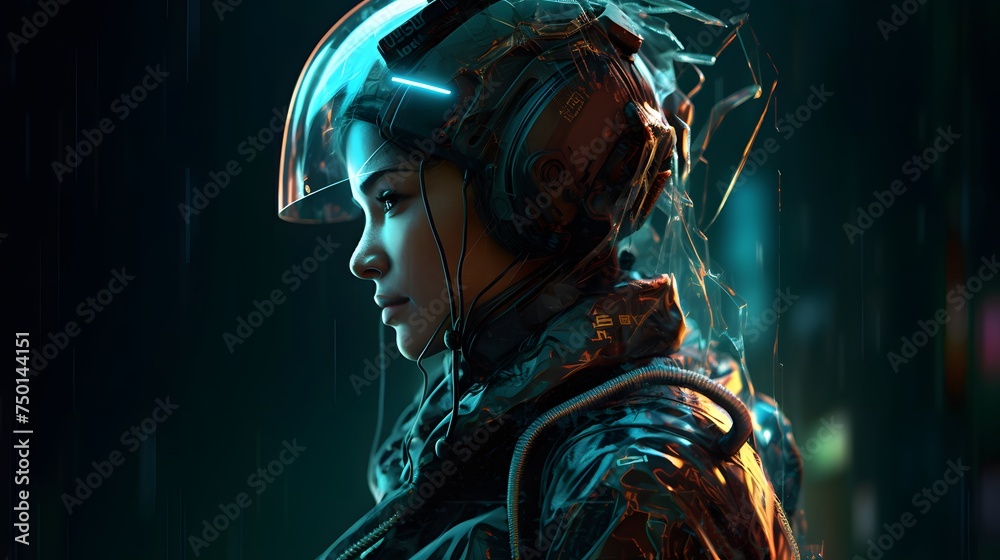cyberpunk girl in a futuristic cyber suit cyberpunk girl in a futuristic cyber suit