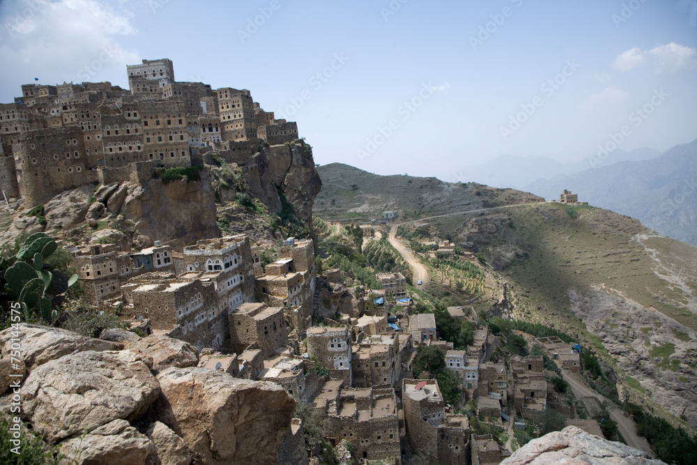 Yemen Manakha city view on a sunny winter day
