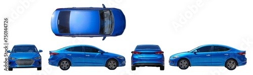 Blue sedan car different view