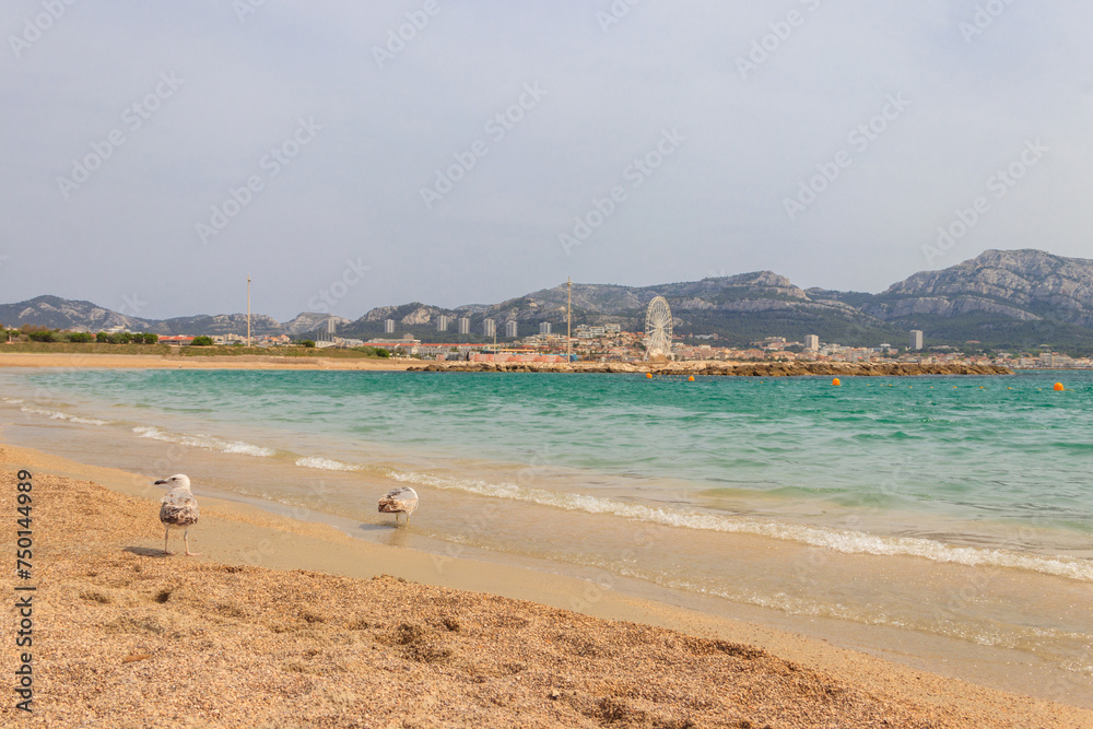 Scenic view of Prado beach in Marseille, France
