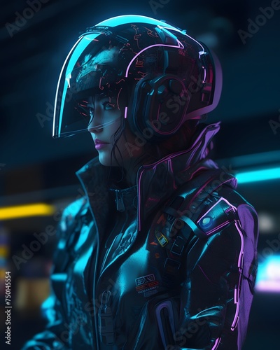 cyberpunk girl in a futuristic cyber suit
