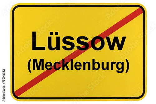 Illustration eines Ortsschildes der Gemeinde Lüssow (Mecklenburg) in Mecklenburg-Vorpommern