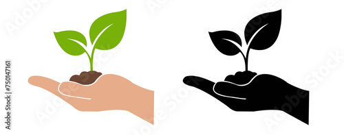 Sprout In The Palms of Logo Symbol Set