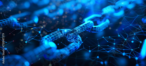 The blockchain technology is forging interconnected chains of network connections symbolizing the decentralized and secure nature of digital transactions