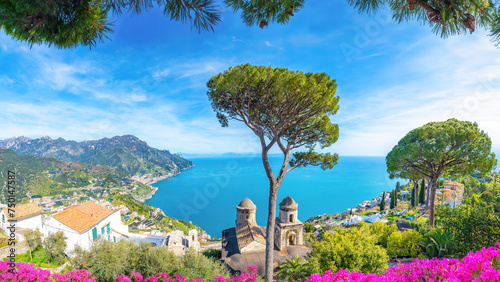 A view from the gardens of Villa Ravello, Italy photo
