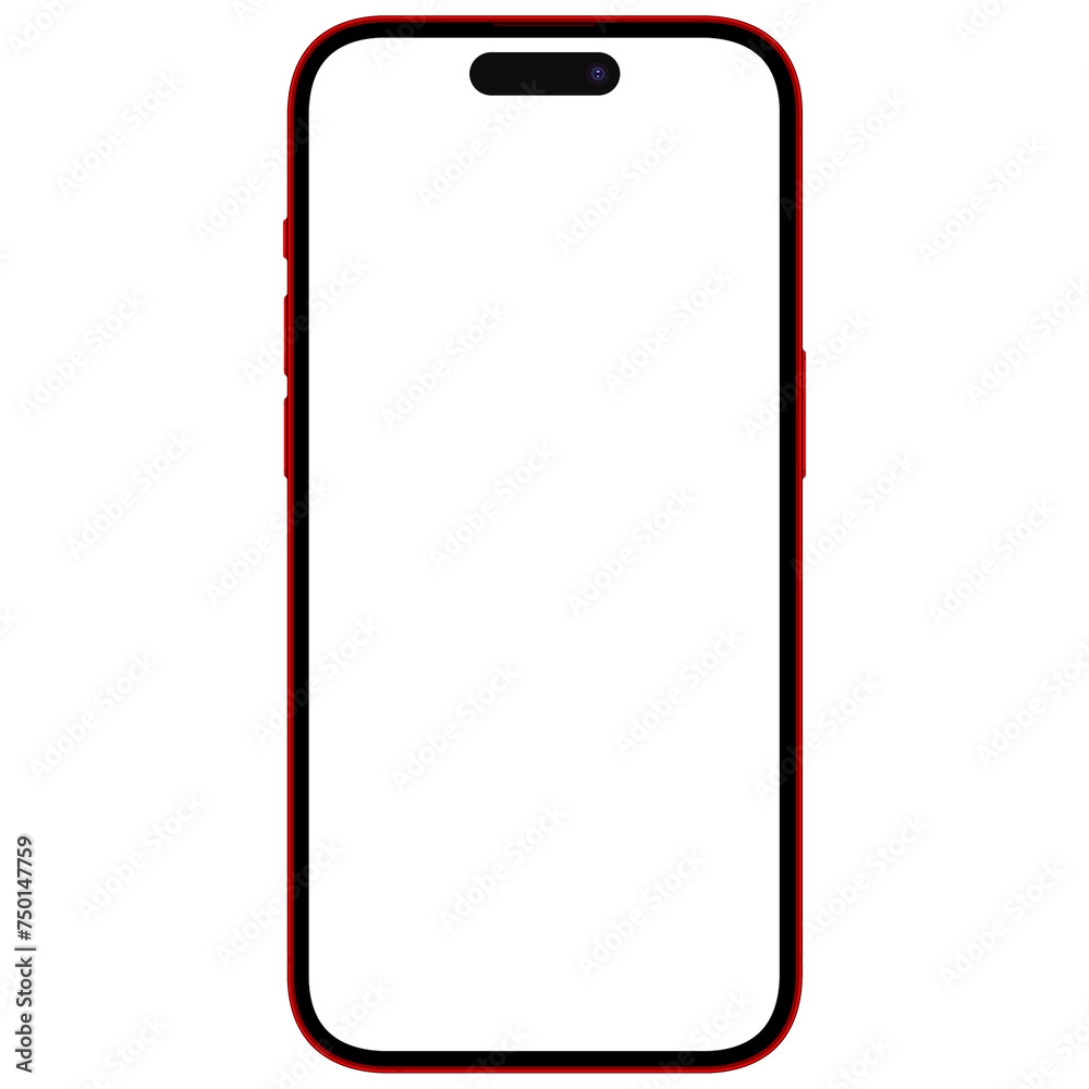 Red Phone Front View Front side photo of red smartphone similar to iphone without background ...