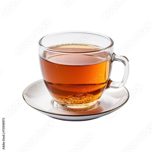 Glass cup with black tea isolated on Transparent Background PNG Generative AI