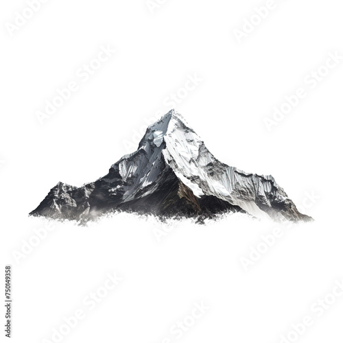 Snow mountain on Transparent Background PNG Generative AI
