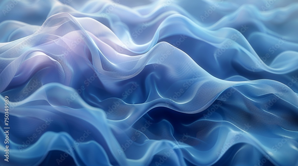 Background with a wave or veil texture, in an abstract blue color - obrazy, fototapety, plakaty 