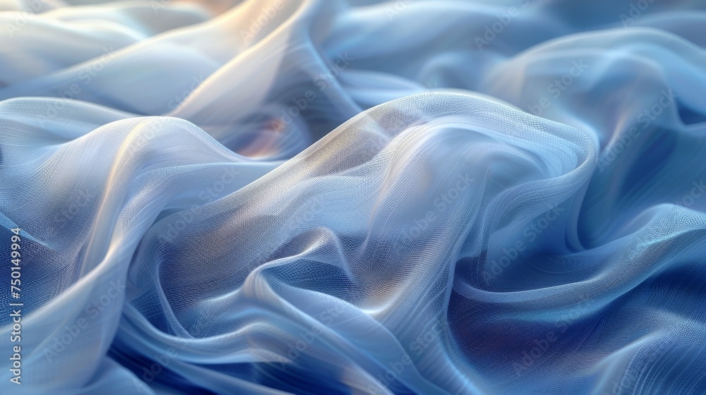 Blue background with wave or veil texture - obrazy, fototapety, plakaty 