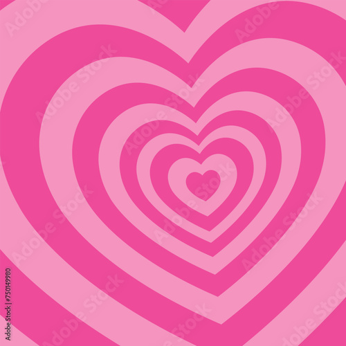 groovy psychedelic pink heart background, hot pink romantic pattern, St Valentine day concept vector illustration