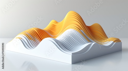 a 3d rendering of a mountain range with wavy lines on the top and bottom of the mountain is orange and white.