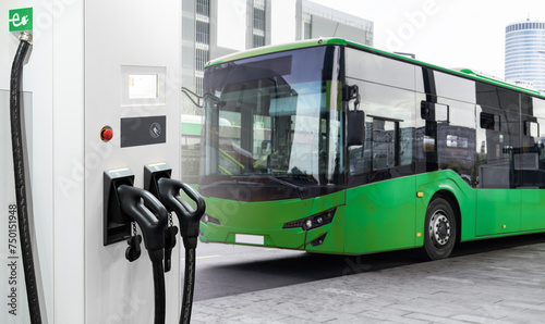 Electric buses with charging station. 