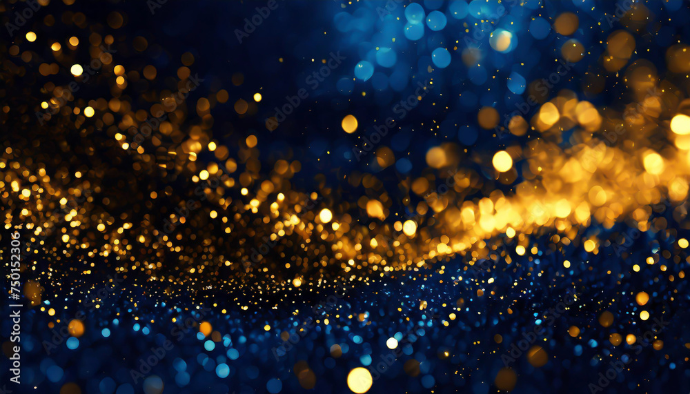 abstract background with Dark blue and gold particle. Christmas Golden light shine particles bokeh on navy blue background. Gold foil texture. abstract background with Dark blue and gold particle. Christmas Golden light shine particles bokeh on navy blue background. Gold foil texture.