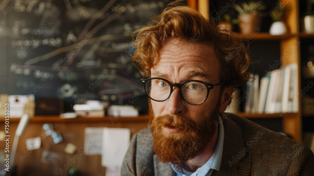 A confident, mature, male scientist with beard and glasses. A confident, mature, male scientist with beard and glasses.