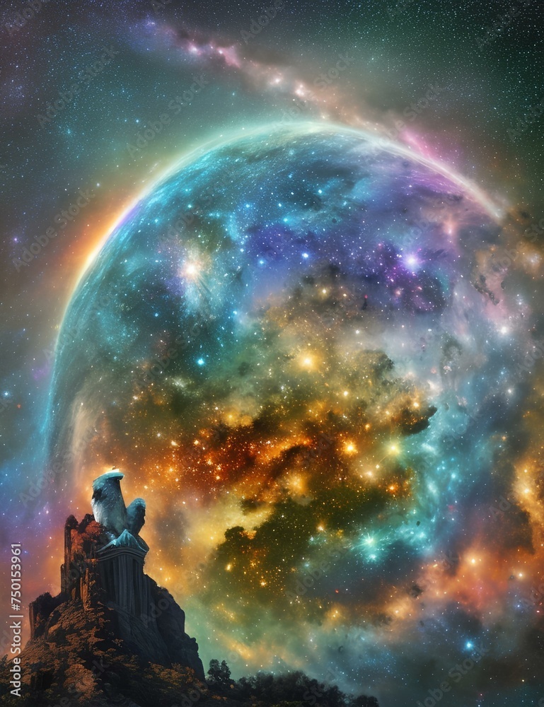 natural mixed with the galaxy, and the American eagles flies in the galaxy natural mixed with the galaxy, and the American eagles flies in the galaxy