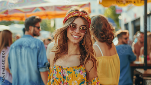 Young hippie woman in sunglasses
