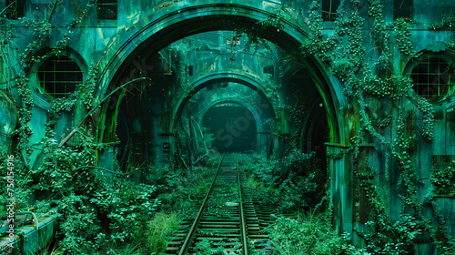 Enchanting Railway Tunnel Through a Lush Forest: Symbolizing Adventure, Travel, and the Path Less Traveled