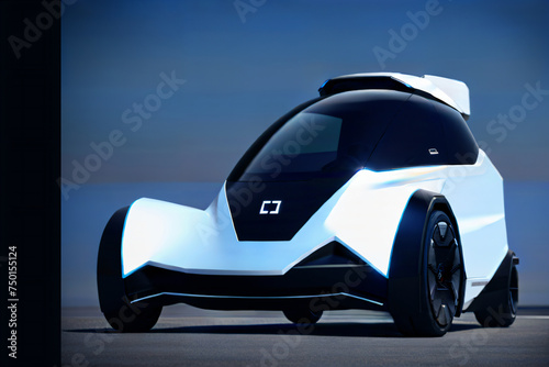 Technologies of the future. Futuristic design of a miniature electric car. AI generative.