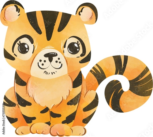 Cartoon tiger, illustration, isolated on white background