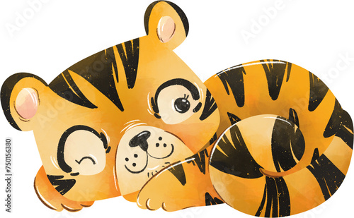 Cartoon tiger, illustration, isolated on white background