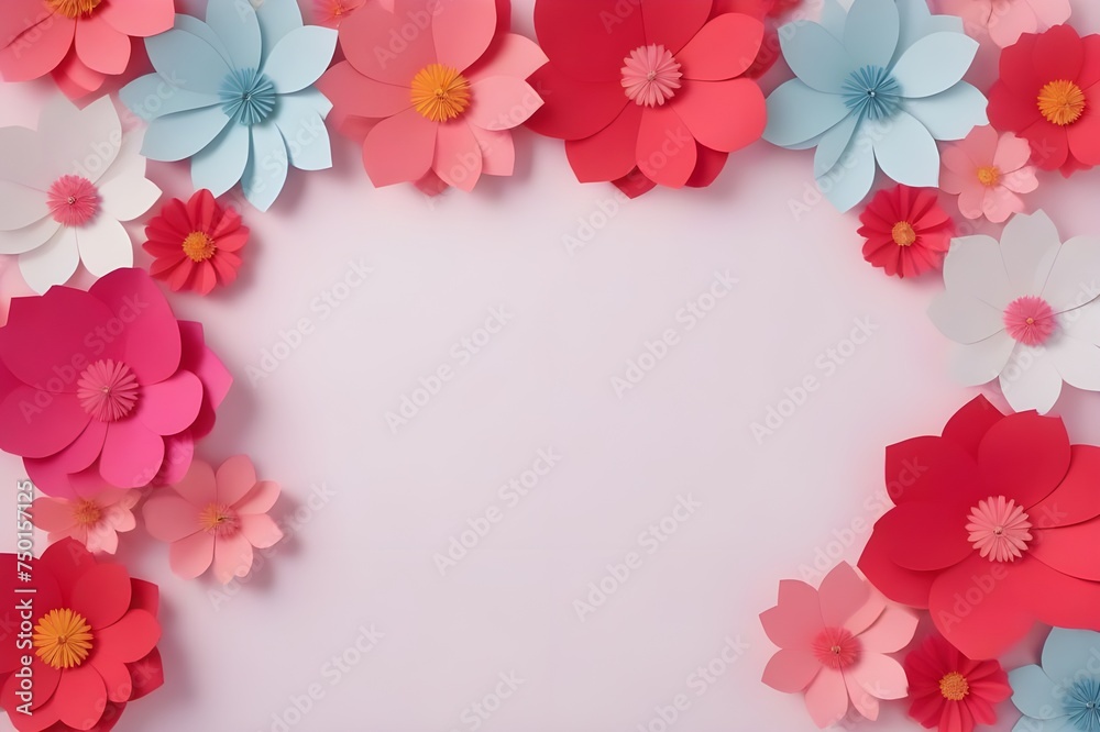 Background of paper flowers with empty space for text or greeting card design. Background of paper flowers with empty space for text or greeting card design.