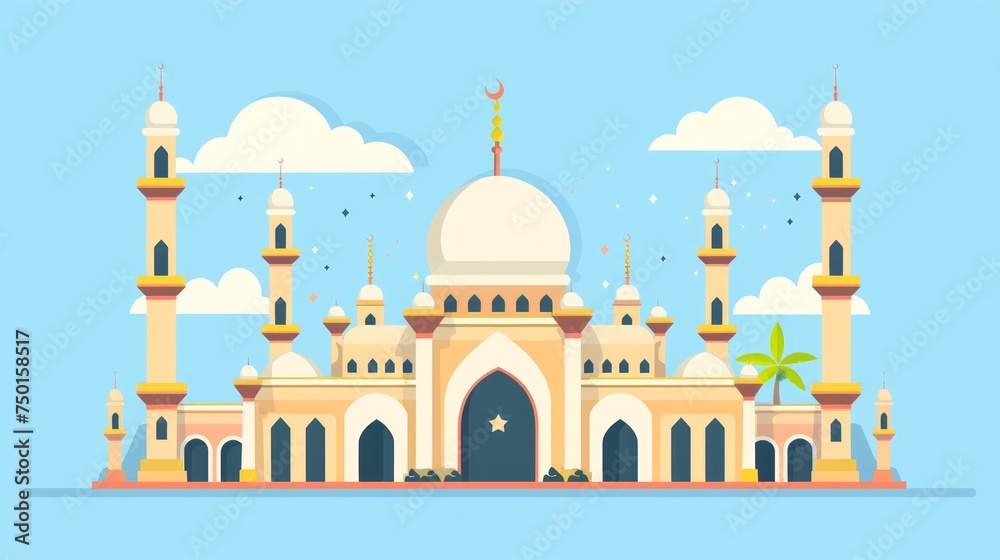 Mosque Design for Islamic Events and Eid Greetings Generative AI
