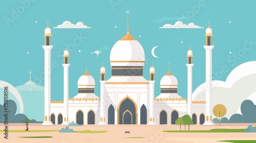 Mosque Design for Islamic Events and Eid Greetings Generative AI © Alex