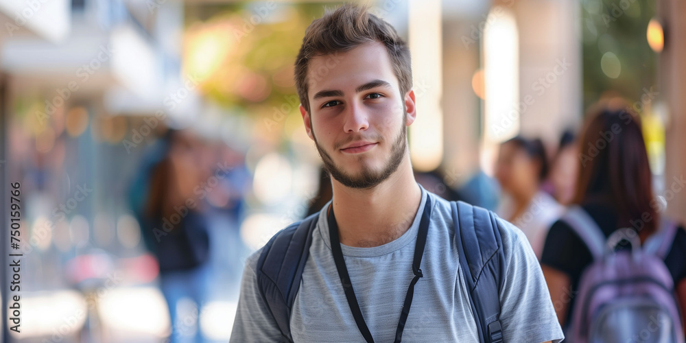 portrait of an university student at the campus young man portrait of an university student at the campus young man