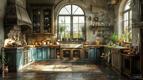 vintage old kitchen interior
