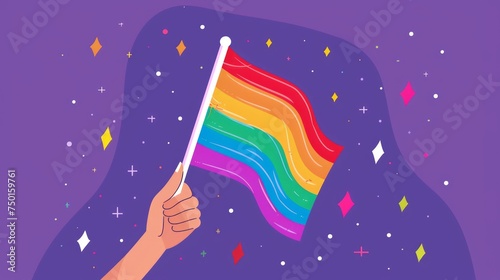Celebrating Diversity: Hand Holding Rainbow LGBT Flag for Pride Month Generative AI