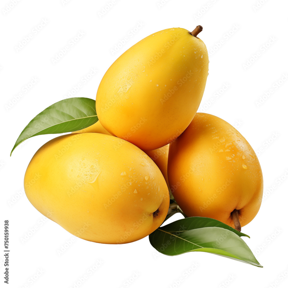 ripe mangoes isolated