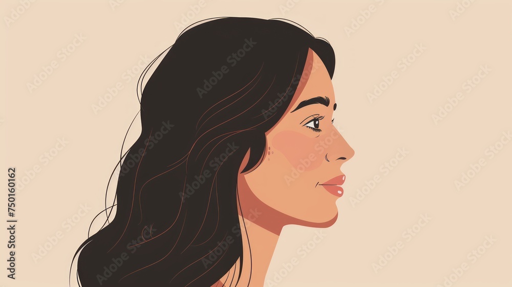 Cheerful Hispanic Woman Profile Portrait Generative AI Cheerful Hispanic Woman Profile Portrait Generative AI