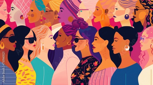 International Women's Day Banner - Women of Diverse Cultures and Nationalities Generative AI