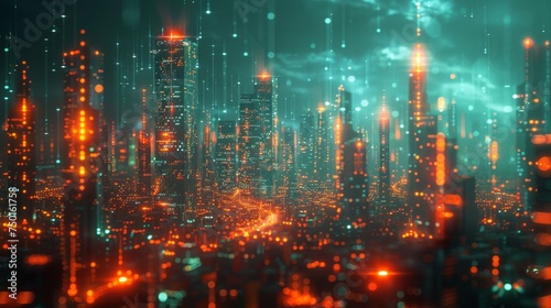 A city with hologram interfaces in the future
